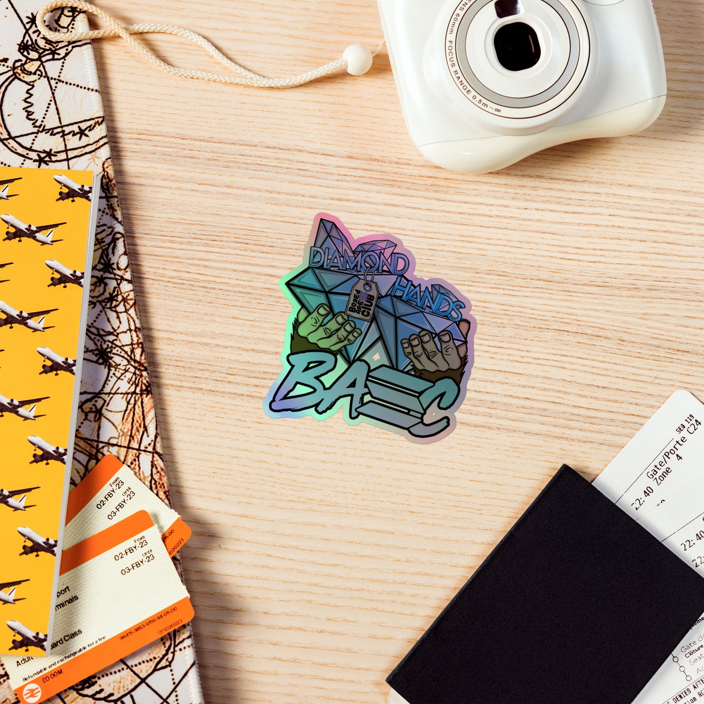BASC (black outline) DIAMOND HANDS Holographic sticker